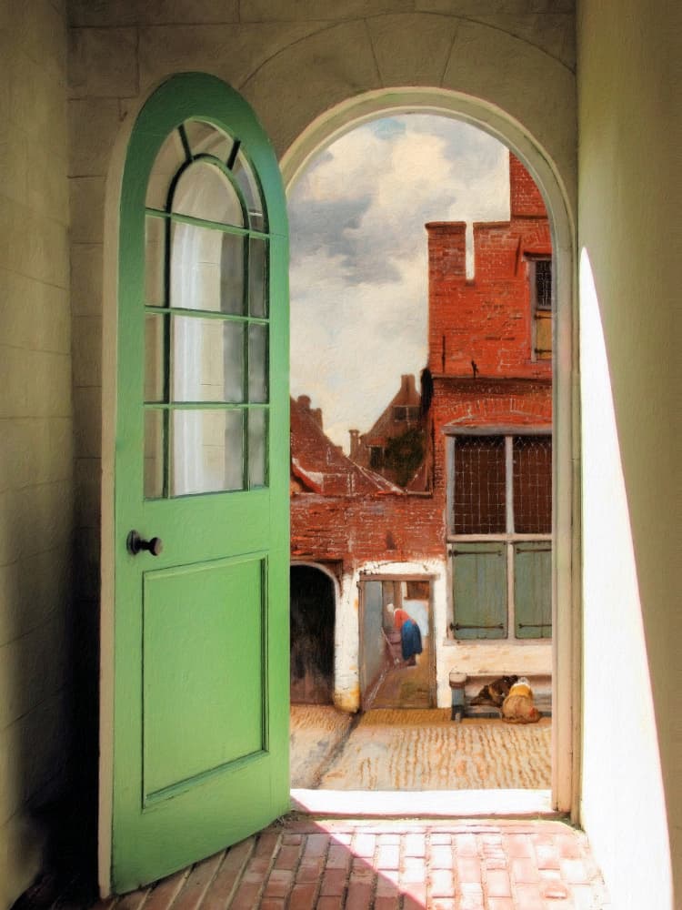 Historic Green Door Alley by Marja van den Hurk — canvas wall art