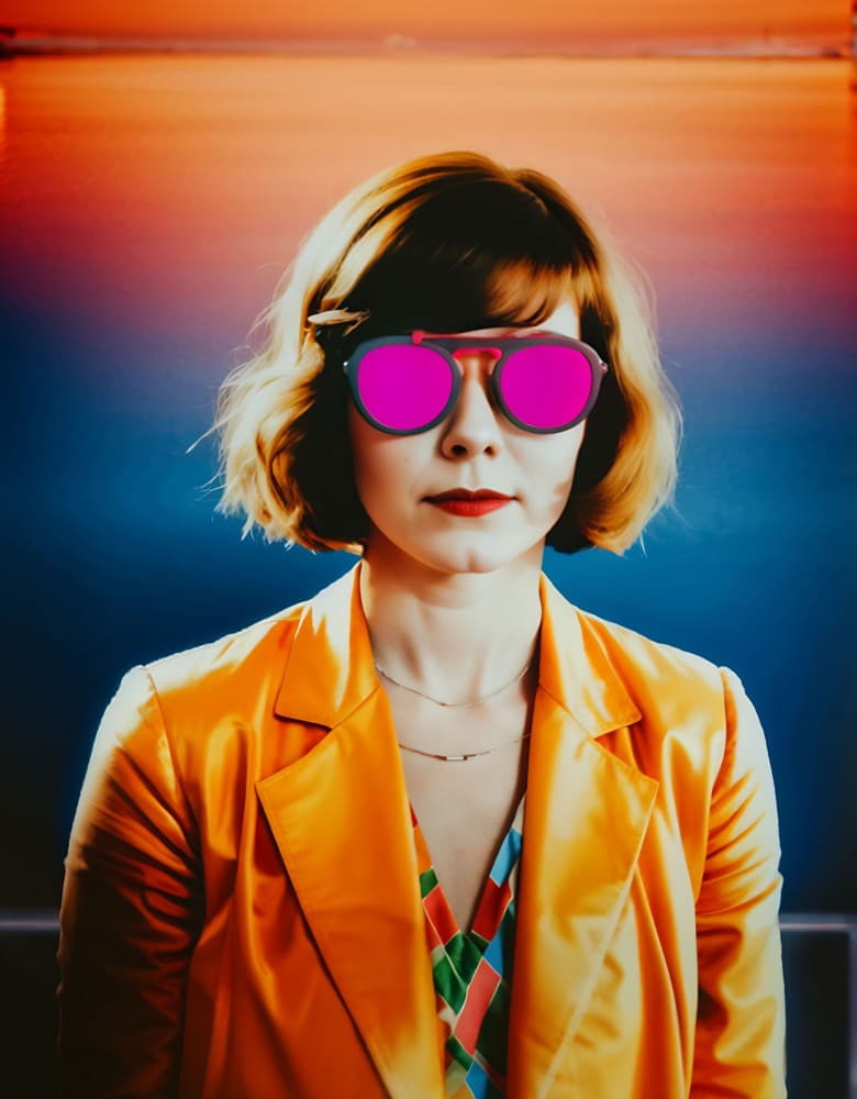 Pink Sunglasses Orange Blazer by Cicero Spin — canvas wall art