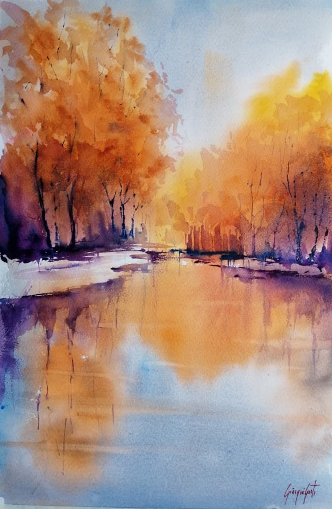 Autumn River Glow by Giorgio Gosti — canvas wall art