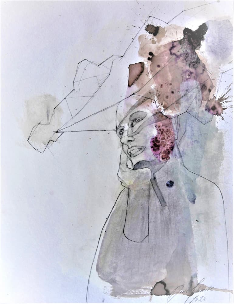 Abstract Pensive Portrait by Doris Schmitz — canvas wall art
