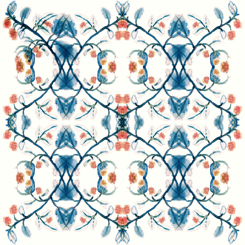 Blue Coral Floral Symmetry by Gemma Bardot — canvas wall art