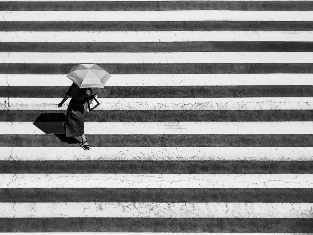 Woman On Zebra Crossing by IKUMI FUKAZAWA — canvas wall art