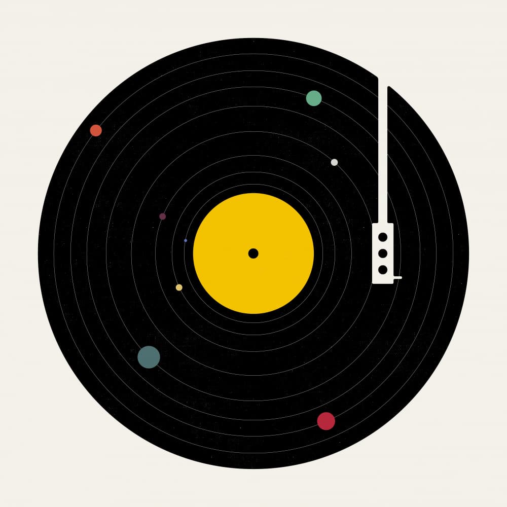 Vinyl Solar System by Florent Bodart — canvas wall art