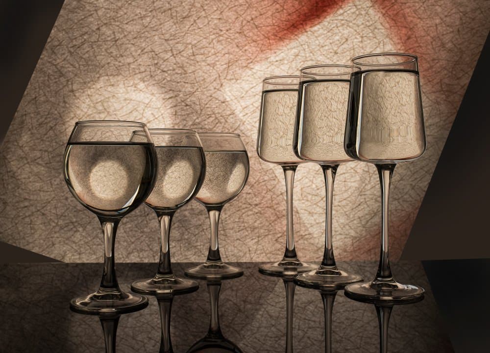 Elegant Glassware Reflections by Evgeniy Popov — canvas wall art