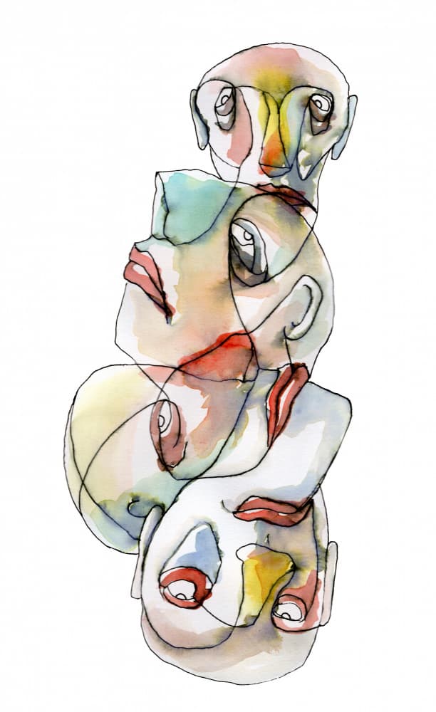 Stacked Abstract Faces by Wildemar Doomgriever — canvas wall art