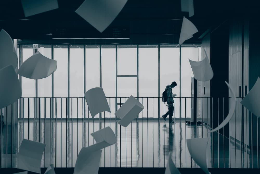 Student And Floating Papers by MingLun Tsai (蔡明倫) — canvas wall art