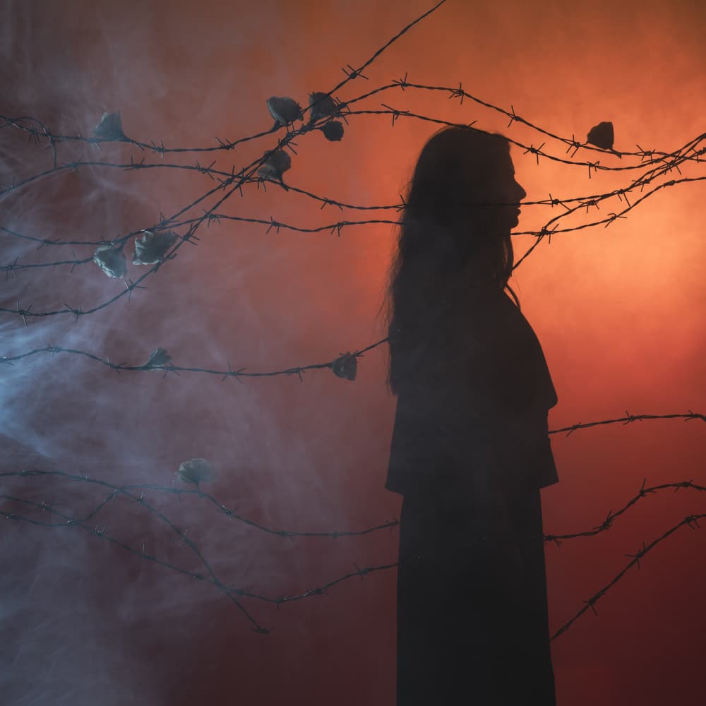 Misty Barbed Wire Silhouette by Hooman Sedaghi — canvas wall art