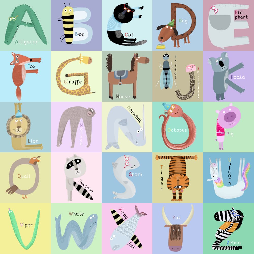 Animal Alphabet Fun by Carla Daly — canvas wall art