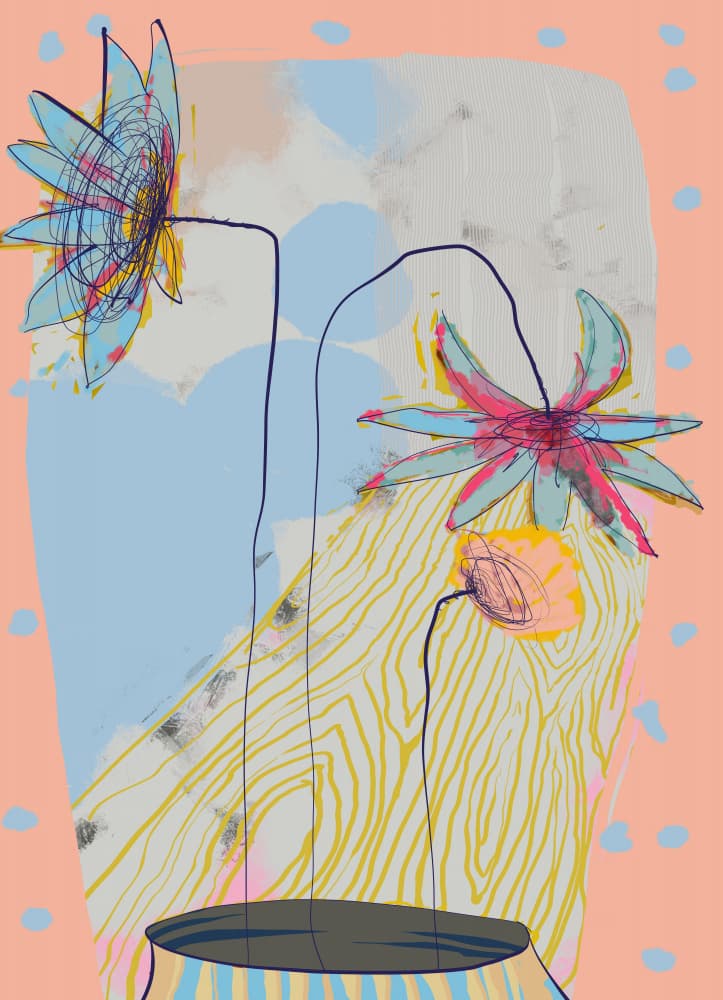 Abstract Pastel Flowers by XHOZUCAN — canvas wall art