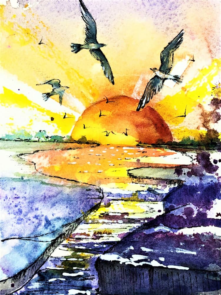 Vibrant Ocean Sunset by Anda Bieza — canvas wall art