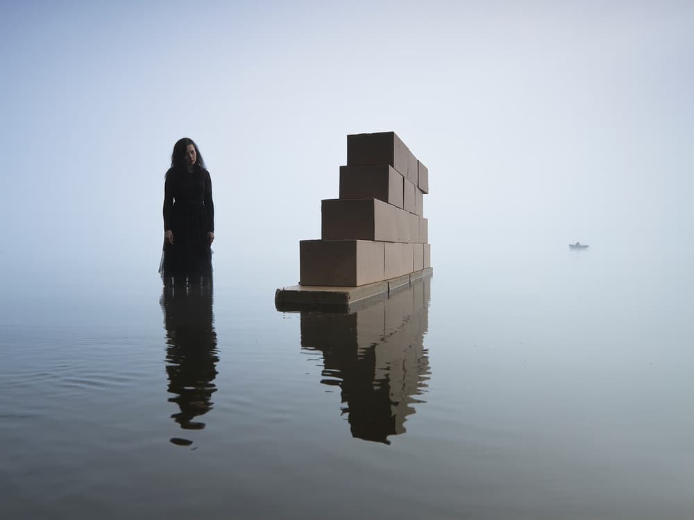 Figure in Misty Water by Leszek Paradowski — canvas wall art