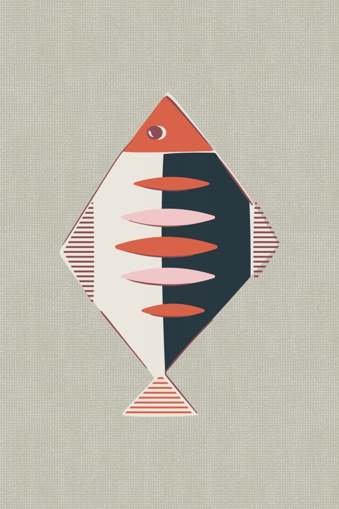 Geometric Split Fish by Alexandra Weise — canvas wall art