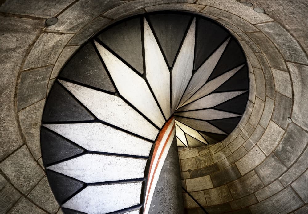 Geometric Spiral Staircase by Renate Reichert — canvas wall art