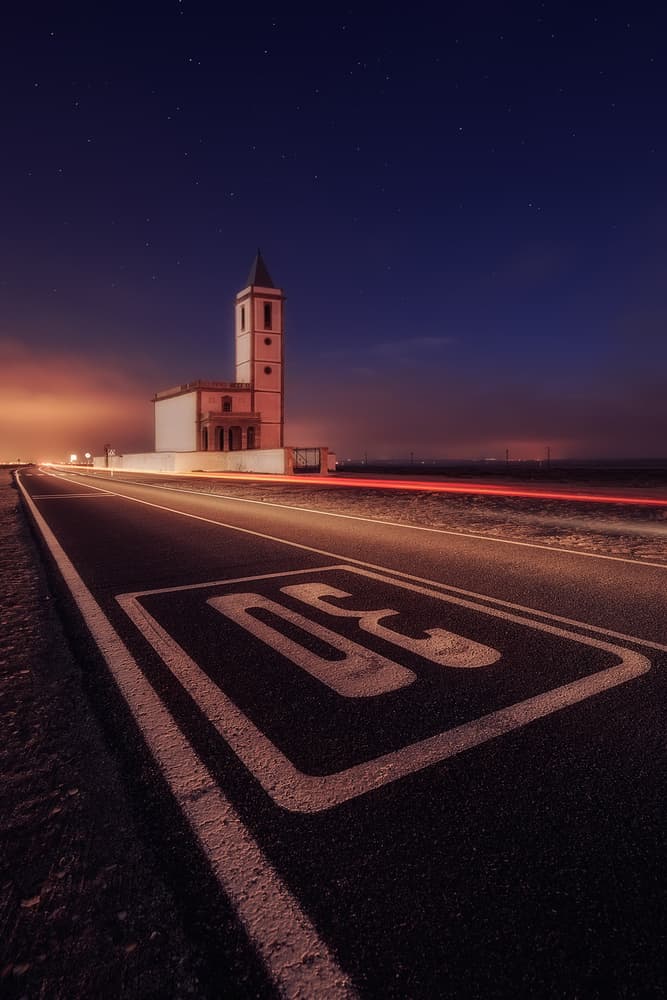 Night Road Church Stars by Iván Ferrero — canvas wall art