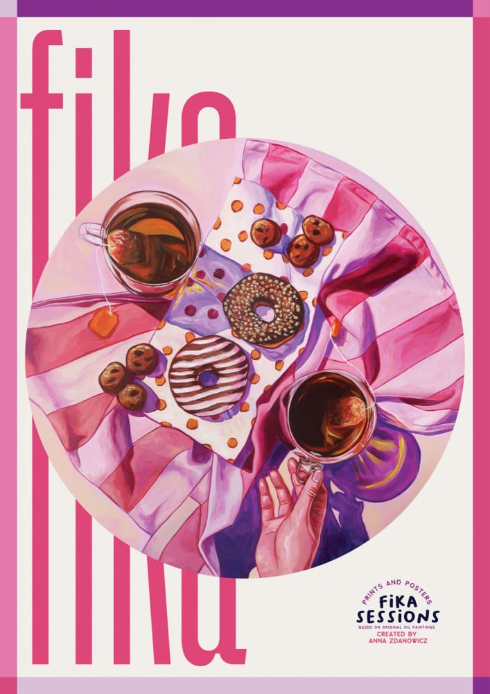 Pink Fika Treats by Anna Zdanowicz — canvas wall art