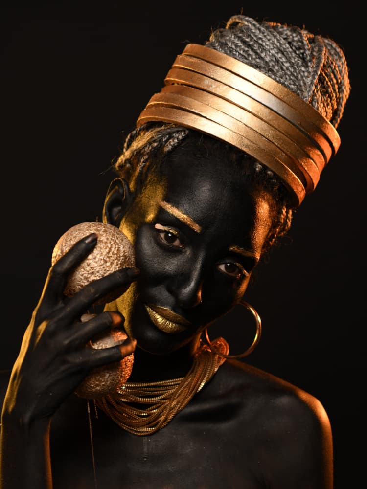 Golden Glamour Portrait by Yoram GIL — canvas wall art