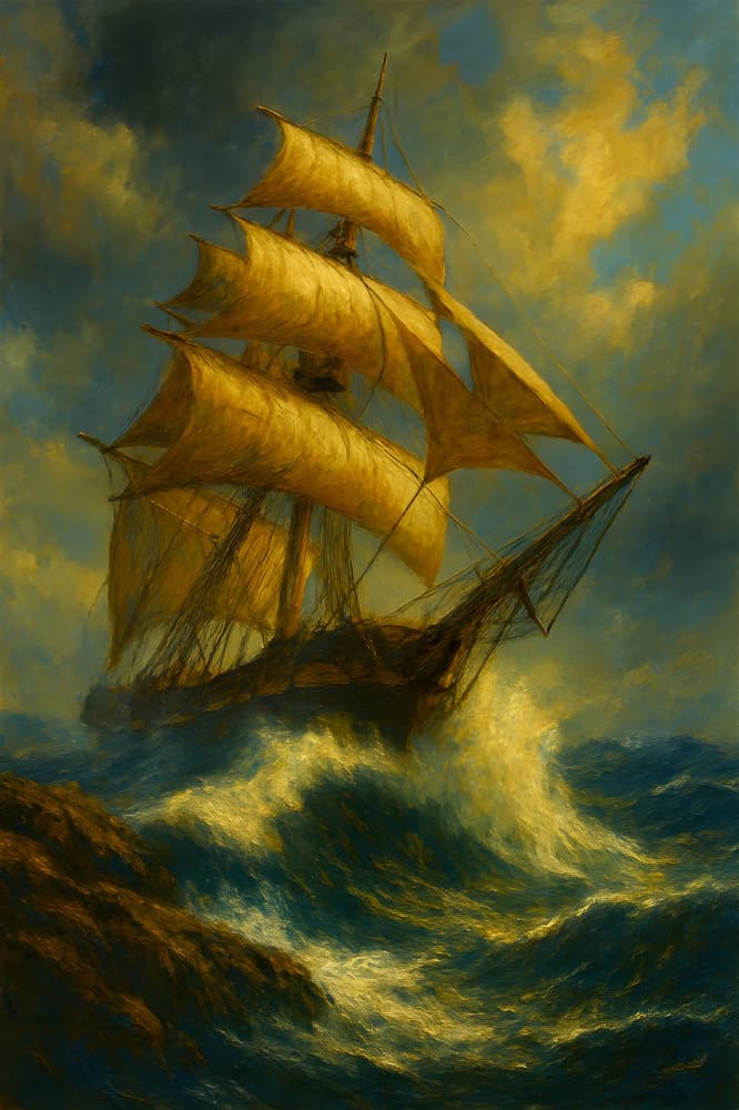 Tall Ship Storm by HUGO — canvas wall art