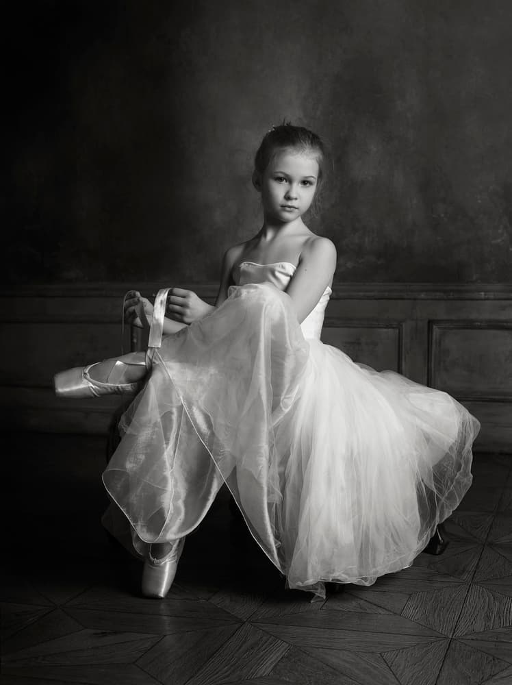 Ballet Girl Pointe Shoes by Victoria Glinka — canvas wall art
