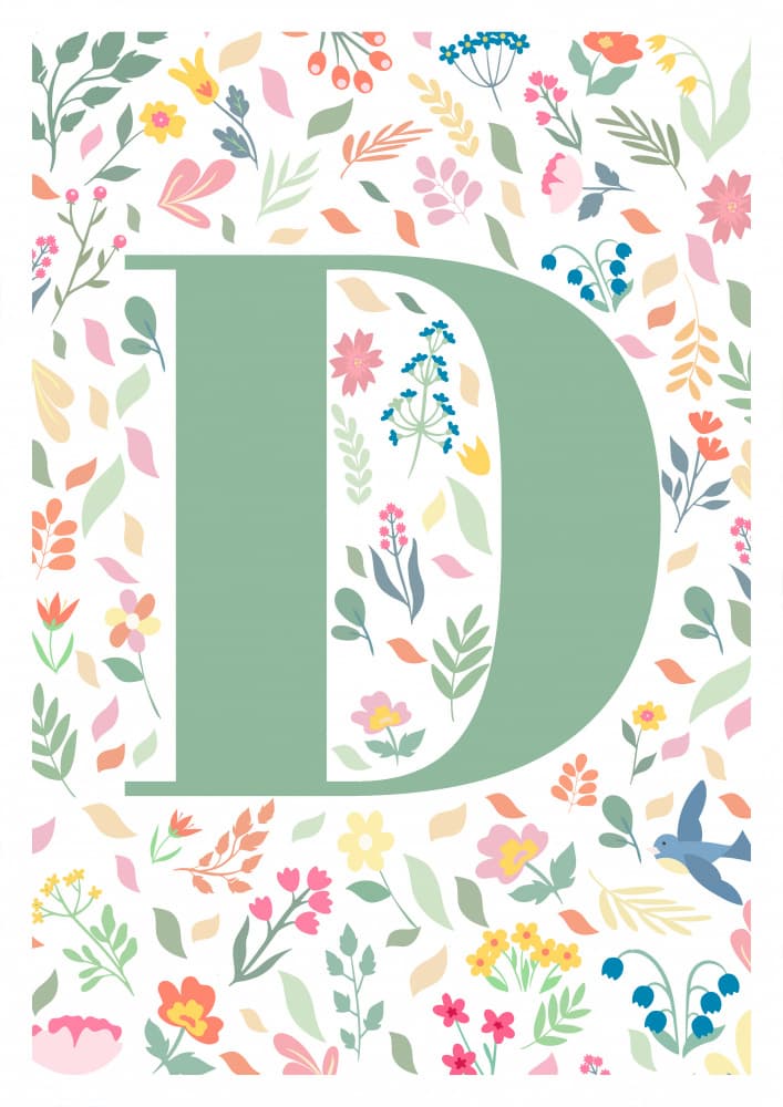 Floral Letter D by Sarah Manovski — canvas wall art