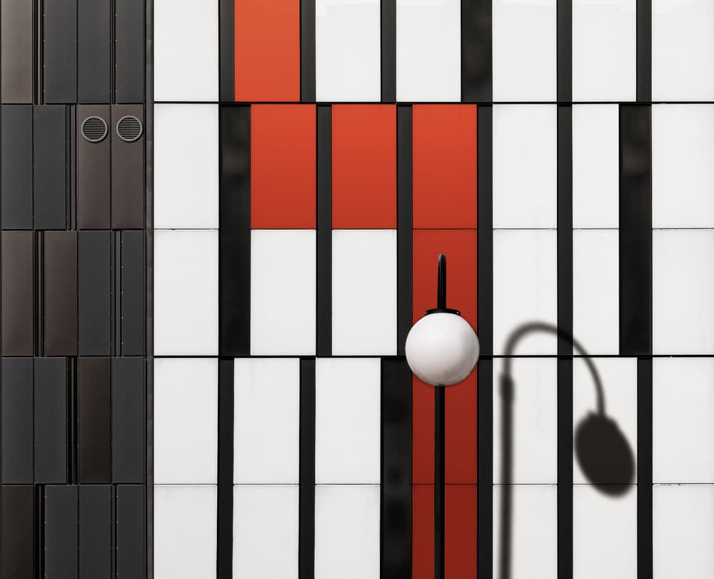Modern Red Facade Lamp by Tomasz Buczkowski ( Tomush ) — canvas wall art
