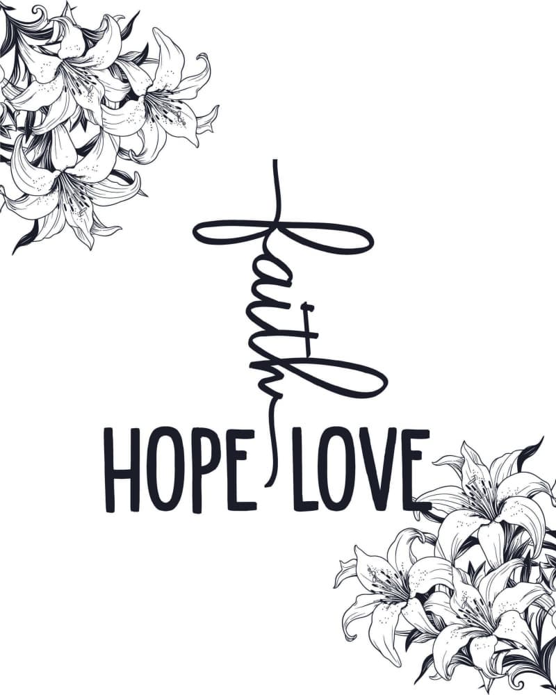 Faith Hope Love Lilies by Alva Jumath — canvas wall art