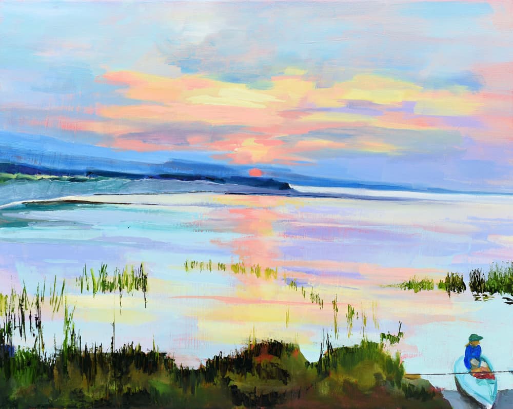 Peaceful Sunset Reflections by Maxine Shore — canvas wall art
