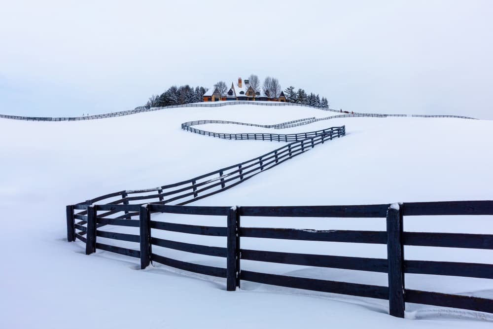 Snowy Hillside Estate by Steven Zhou — canvas wall art