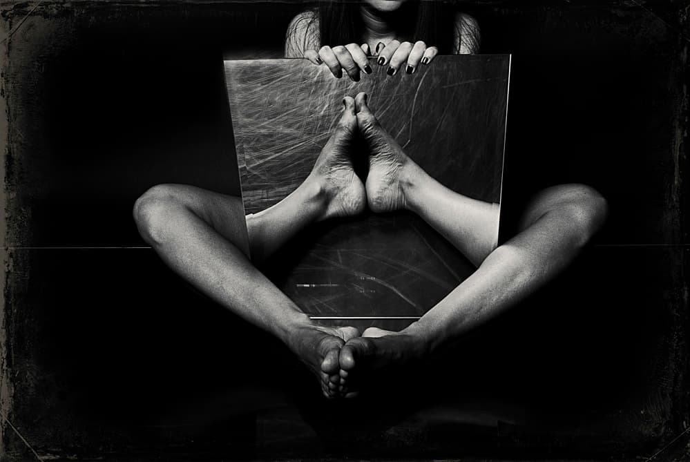 Woman's Dark Reflection by Bogdan Bouşcă — canvas wall art