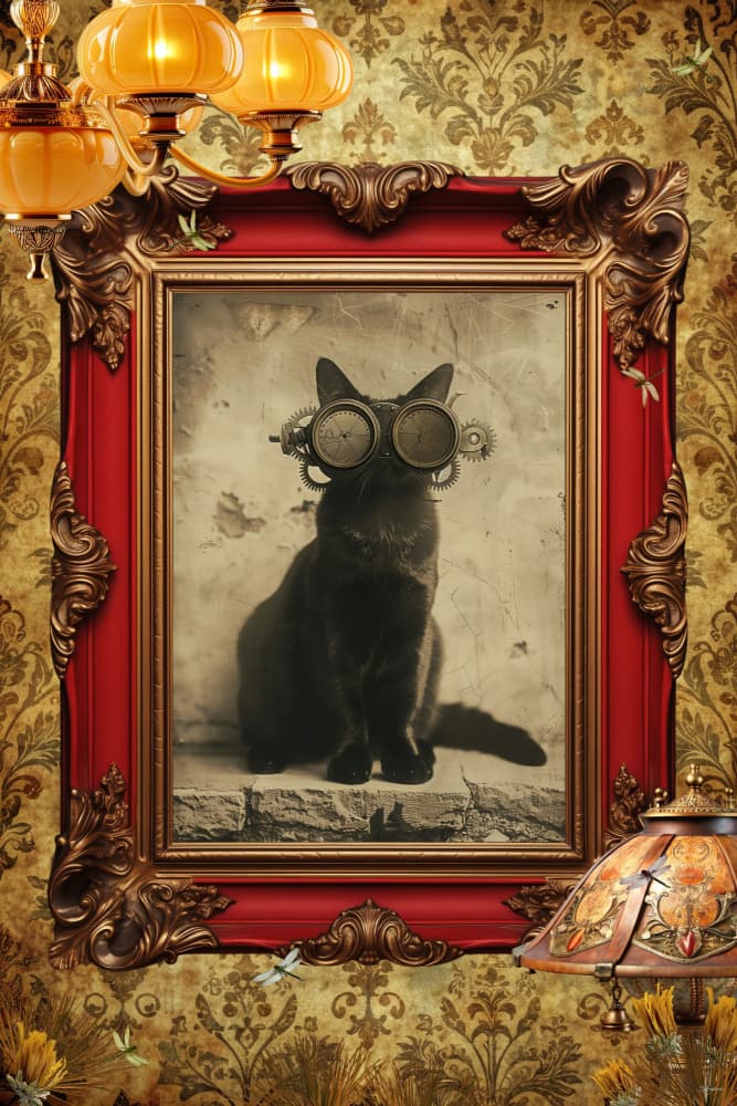 Victorian Steampunk Cat by Sue Skellern — canvas wall art