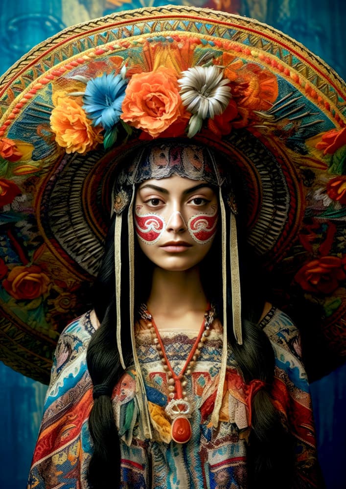 Indigenous Woman Portrait by Justyna Jaszke — canvas wall art