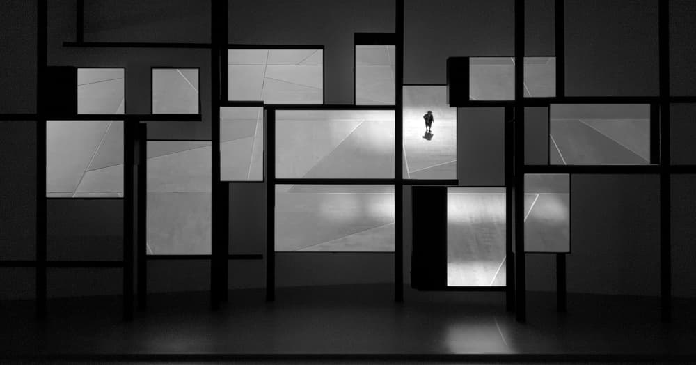 Figure in Abstract Structure by Huib Limberg — canvas wall art