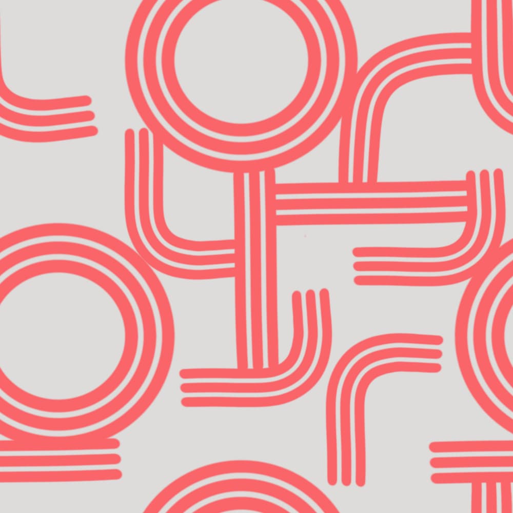 Retro Coral Lines by Charlotte Trudgett — canvas wall art