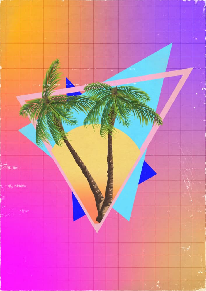 Retro Palm Sunset by Nicholas — canvas wall art