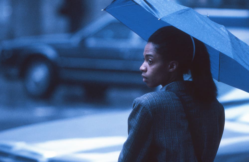 Pensive Woman Under Umbrella by Dieter Matthes — canvas wall art