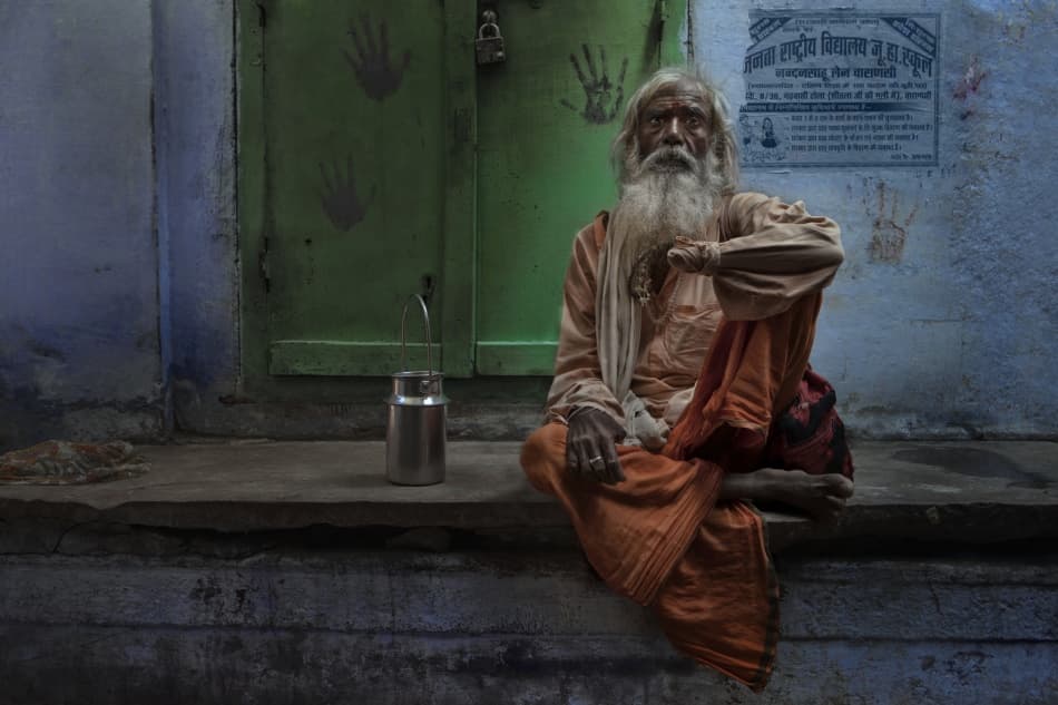 Street Sadhu Portrait by Hesham Alhumaid — canvas wall art
