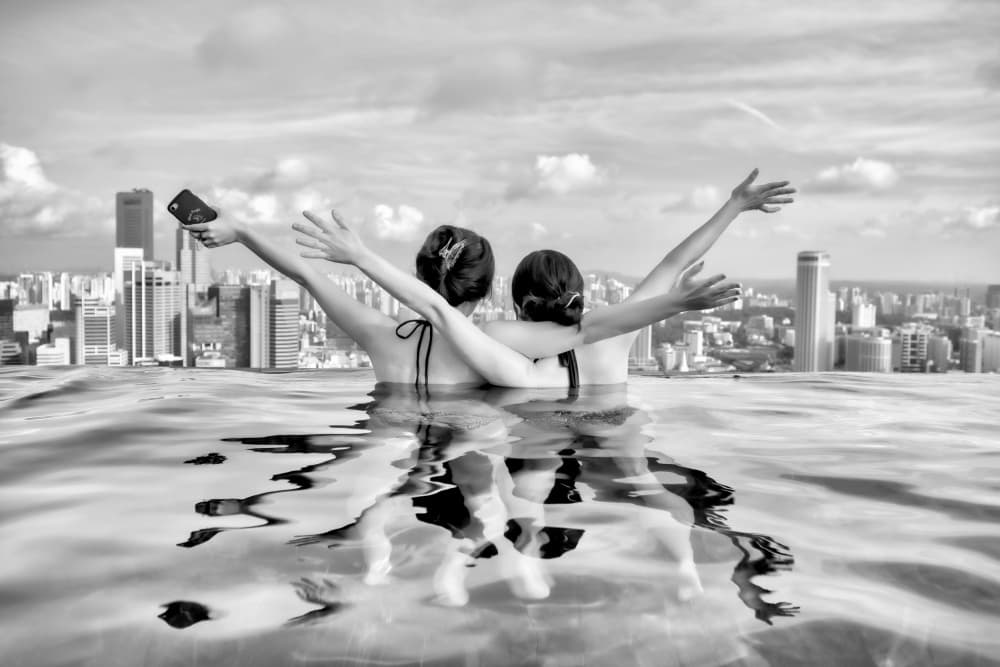 Urban Rooftop Pool View by YASUTOSHI HONJO — canvas wall art