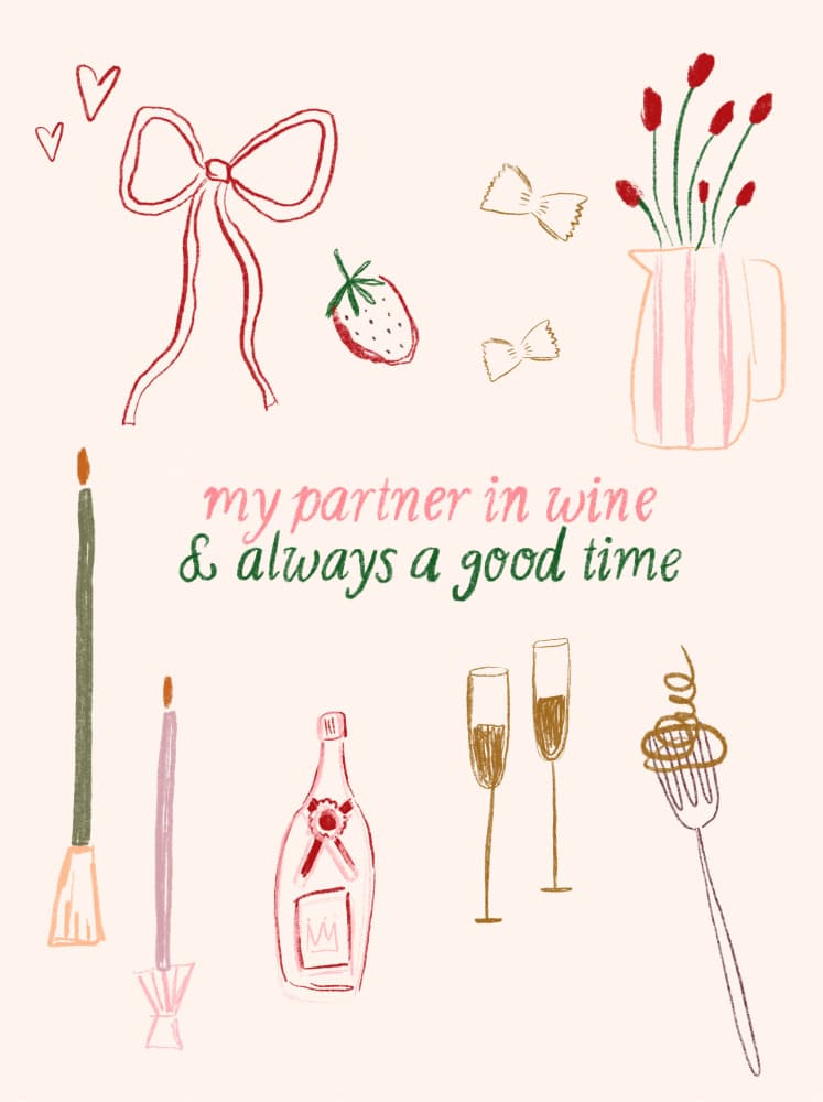 My Partner In Wine by Aislinn Simmonds — canvas wall art