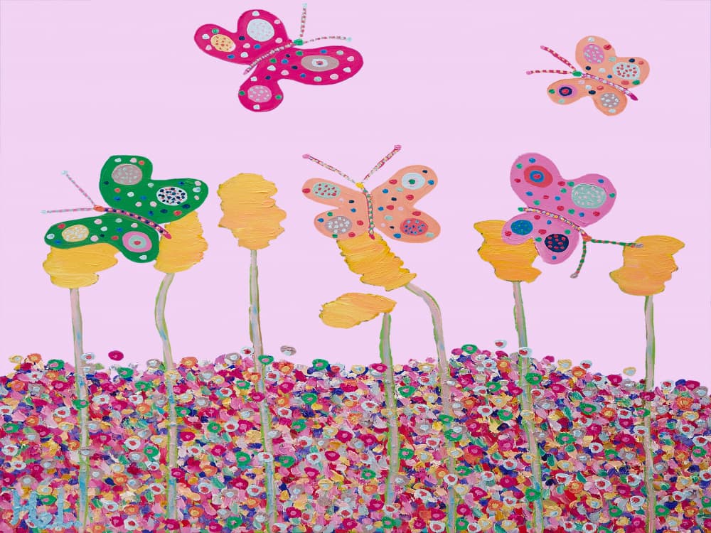 Whimsical Butterfly Meadow by Helen Joynson — canvas wall art