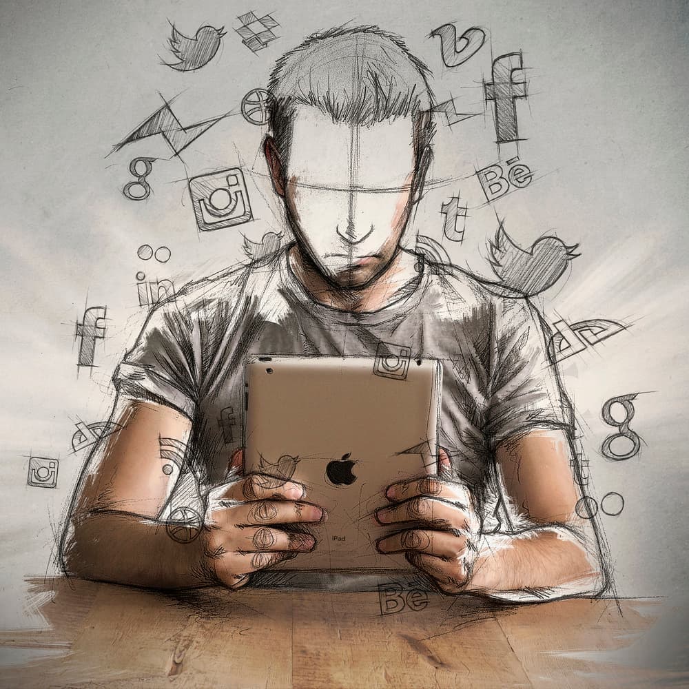 Sketched Man Digital World by Sebastien DEL GROSSO — canvas wall art