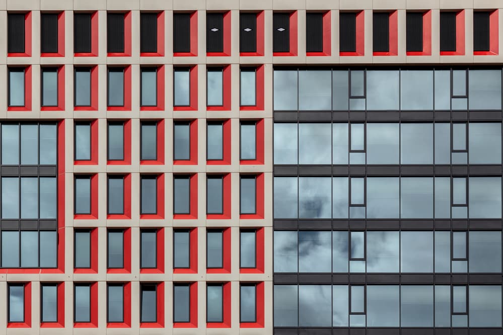 Modern Red Window Facade by Theo Luycx — canvas wall art