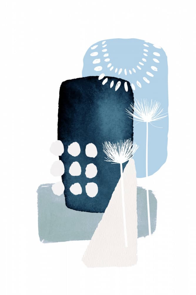 Abstract Blue Dandelions by Sally Ann Moss — canvas wall art