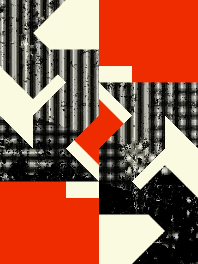 Distressed Geometric Red by Petr Strnad — canvas wall art