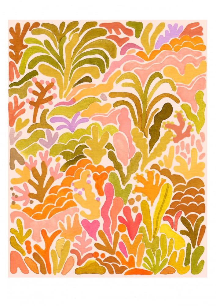 Vibrant Coral Garden by Ilka Meszely — canvas wall art