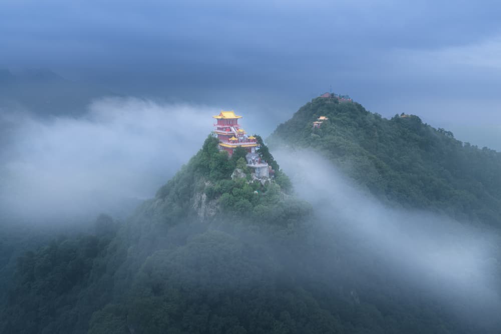 Misty Mountain Temple by Simoon — canvas wall art