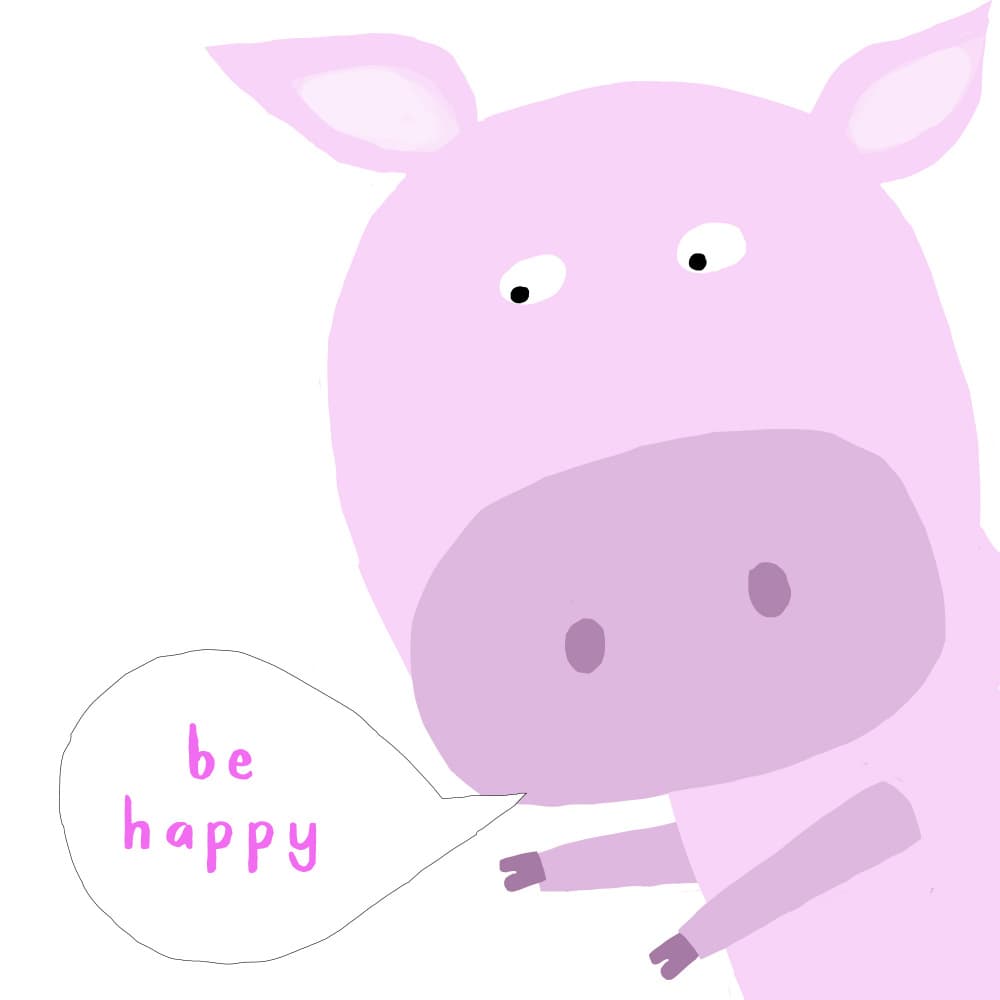 Happy Pink Pig by Carla Daly — canvas wall art