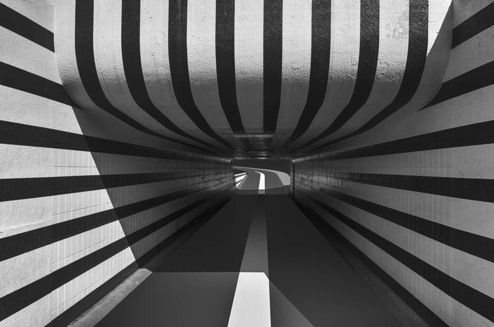 Striped Tunnel Perspective by Greetje van Son — canvas wall art