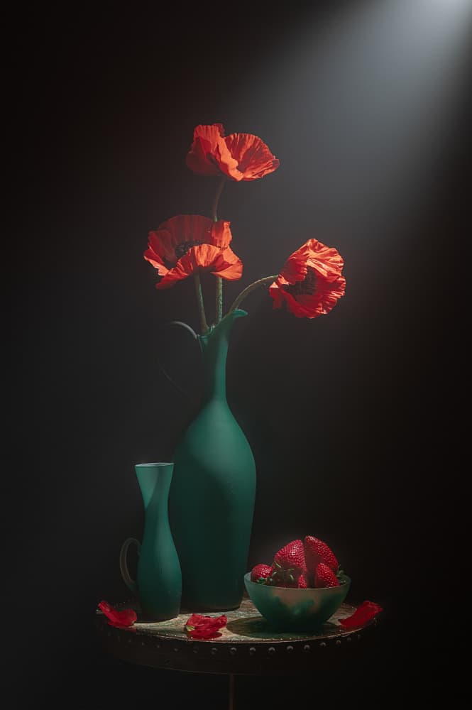 Elegant Poppy Still Life by Lydia Jacobs — canvas wall art