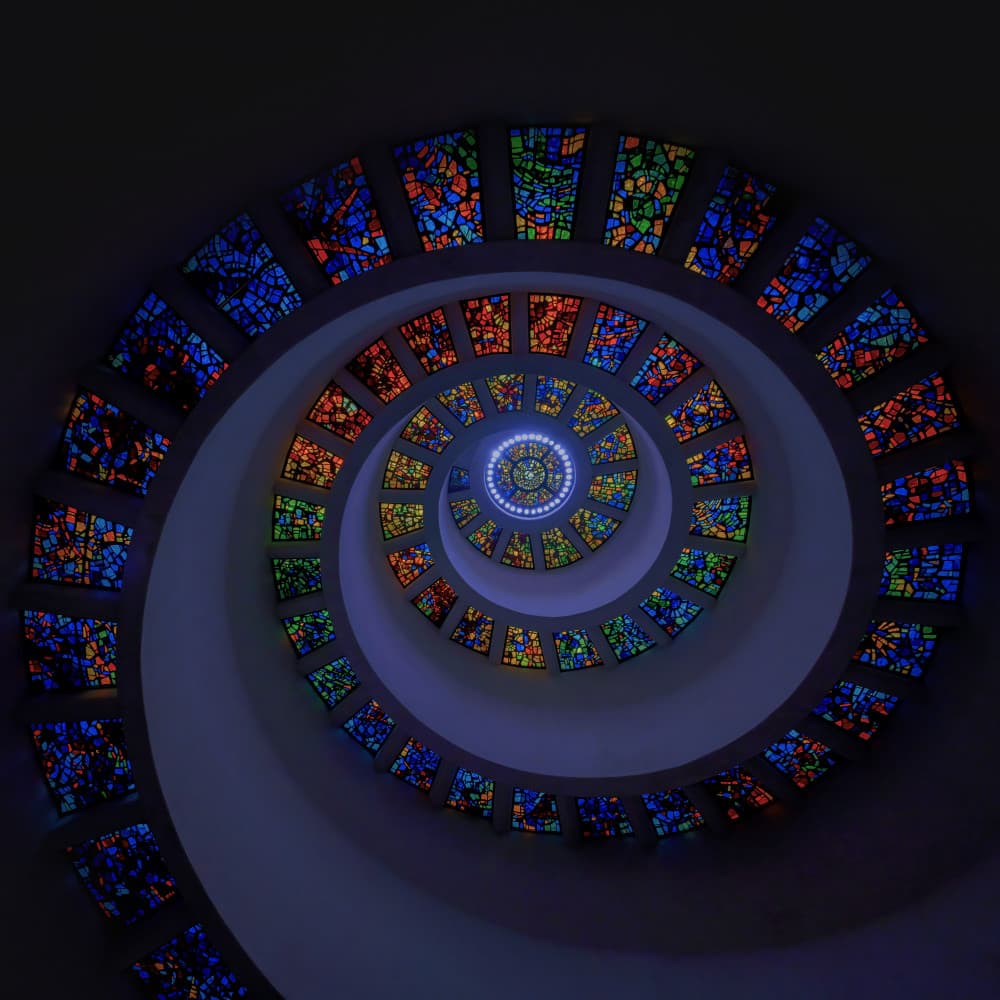 Colorful Stained Glass Spiral by Sheila Xu — canvas wall art