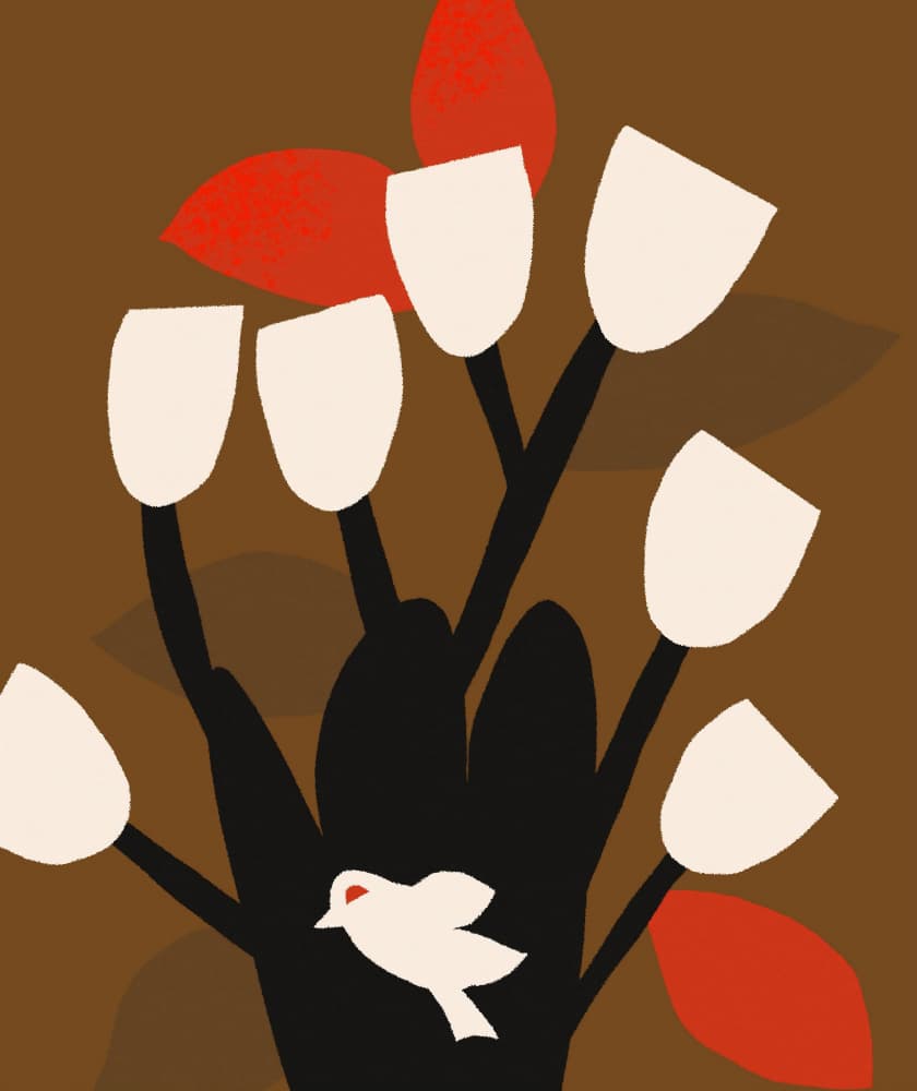 White Bird Tree Flowers by Josie George — canvas wall art