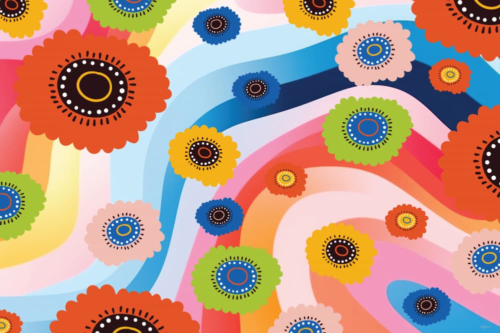 Colorful Floral Rainbow by Sue Skellern — canvas wall art
